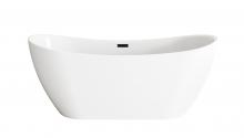 Elegant BT30467GW-MBK - 67 inch Bathtub in Glossy White with Matte Black Trim