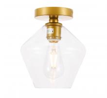 Elegant LD2254BR - Gene 1 light Brass and Clear glass Flush mount