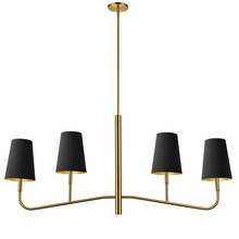 Dainolite ELN-534HC-AGB-698 - 4 Light Incandescent Horizontal Chandelier Aged Brass with Black Shades