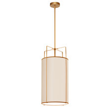 Dainolite TRA-124P-GLD-CRM - 4 Light Pendant Gold/Cream Drum Shade w/ White Fabric Diffuser