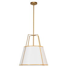 Dainolite TRA-1P-GLD-WH - 1 Light Trapezoid Pendant Gold frame and White Shade w/ 790 Diffuser