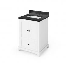 Jeffrey Alexander VKITADD24WHBGR - 24'' White Addington Vanity, Black Granite Vanity Top, undermount rectangle bowl