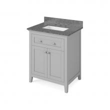 Jeffrey Alexander VKITCHA30GRBOR - 30'' Grey Chatham Vanity, Boulder Cultured Marble Vanity Top, undermount rectangle bowl