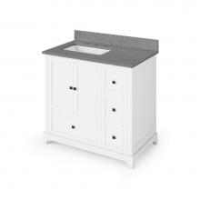 Jeffrey Alexander VKITADD36WHSGR - 36'' White Addington Vanity, left offset, Steel Grey Cultured Marble Vanity Top, undermo