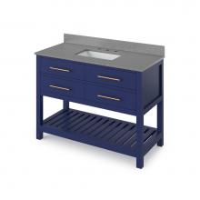 Jeffrey Alexander VKITWAV48BLSGR - 48'' Hale Blue Wavecrest Vanity, Steel Grey Cultured Marble Vanity Top, undermount recta