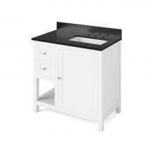 Jeffrey Alexander VKITAST36WHBGR - 36'' White Astoria Vanity, right offset, Black Granite Vanity Top, undermount rectangle