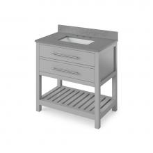 Jeffrey Alexander VKITWAV36GRSGR - 36'' Grey Wavecrest Vanity, Steel Grey Cultured Marble Vanity Top, undermount rectangle