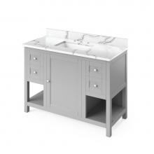 Jeffrey Alexander VKITAST48GRCQR - 48'' Grey Astoria Vanity, Calacatta Vienna Quartz Vanity Top, undermount rectangle bowl