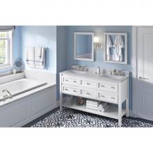 Jeffrey Alexander VKITADL60WHWCR - 60'' White Adler Vanity, double bowl, White Carrara Marble Vanity Top, two undermount re