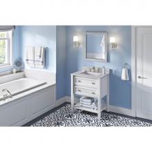 Jeffrey Alexander VKITADL30WHWCR - 30'' White Adler Vanity, White Carrara Marble Vanity Top, undermount rectangle bowl