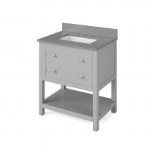 Jeffrey Alexander VKITAST30GRSGR - 30'' Grey Astoria Vanity, Steel Grey Cultured Marble Vanity Top, undermount rectangle bo