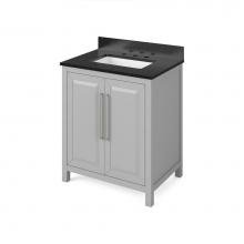 Jeffrey Alexander VKITCAD30GRBGR - 30'' Grey Cade Vanity, Black Granite Vanity Top, undermount rectangle bowl