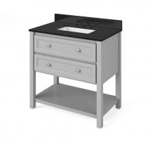 Jeffrey Alexander VKITADL36GRBGR - 36'' Grey Adler Vanity, Black Granite Vanity Top, undermount rectangle bowl