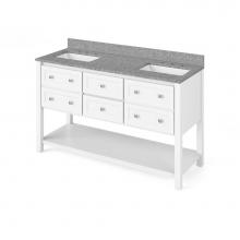 Jeffrey Alexander VKITADL60WHBOR - 60'' White Adler Vanity, double bowl, Boulder Cultured Marble Vanity Top, two undermount