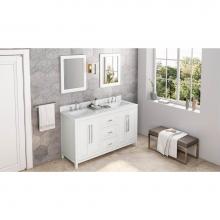 Jeffrey Alexander VN2CAD-60-WH-NT - 60'' White Cade Vanity, double bowl