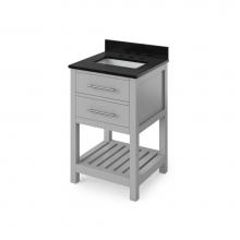 Jeffrey Alexander VKITWAV24GRBGR - 24'' Grey Wavecrest Vanity, Black Granite Vanity Top, undermount rectangle bowl