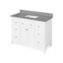 Jeffrey Alexander VKITCHA48WHSGR - 48'' White Chatham Vanity, Steel Grey Cultured Marble Vanity Top, undermount rectangle b