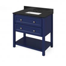 Jeffrey Alexander VKITADL36BLBGR - 36'' Hale Blue Adler Vanity, Black Granite Vanity Top, undermount rectangle bowl