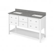 Jeffrey Alexander VKITADL60WHSGR - 60'' White Adler Vanity, double bowl, Steel Grey Cultured Marble Vanity Top, two undermo