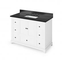 Jeffrey Alexander VKITADD48WHBGR - 48'' White Addington Vanity, Black Granite Vanity Top, undermount rectangle bowl