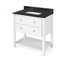 Jeffrey Alexander VKITADL36WHBGR - 36'' White Adler Vanity, Black Granite Vanity Top, undermount rectangle bowl