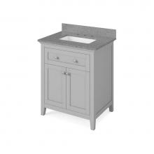 Jeffrey Alexander VKITCHA30GRSGR - 30'' Grey Chatham Vanity, Steel Grey Cultured Marble Vanity Top, undermount rectangle bo