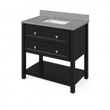 Jeffrey Alexander VKITADL36BKBOR - 36'' Black Adler Vanity, Boulder Cultured Marble Vanity Top, undermount rectangle bowl