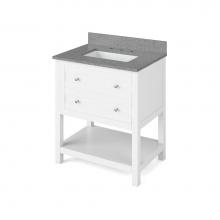 Jeffrey Alexander VKITAST30WHSGR - 30'' White Astoria Vanity, Steel Grey Cultured Marble Vanity Top, undermount rectangle b