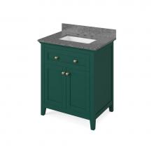 Jeffrey Alexander VKITCHA30GNBOR - 30'' Forest Green Chatham Vanity, Boulder Cultured Marble Vanity Top, undermount rectang