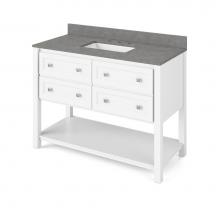 Jeffrey Alexander VKITADL48WHSGR - 48'' White Adler Vanity, Steel Grey Cultured Marble Vanity Top, undermount rectangle bow