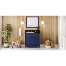 Jeffrey Alexander VKITTHE36BLBGR - 36'' Hale Blue Theodora Vanity, Left Offset, Black Granite Vanity Top, Undermount Rectan