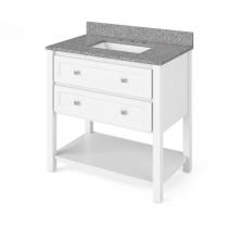 Jeffrey Alexander VKITADL36WHBOR - 36'' White Adler Vanity, Boulder Cultured Marble Vanity Top, undermount rectangle bowl