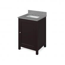 Jeffrey Alexander VKITAST24ESSGR - 24'' Espresso Astoria Vanity, Steel Grey Cultured Marble Vanity Top, undermount rectangl