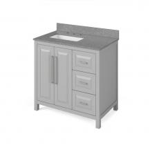 Jeffrey Alexander VKITCAD36GRSGR - 36'' Grey Cade Vanity, left offset, Steel Grey Cultured Marble Vanity Top, undermount re