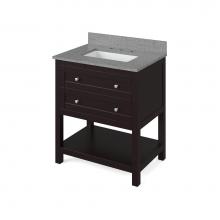 Jeffrey Alexander VKITAST30ESSGR - 30'' Espresso Astoria Vanity, Steel Grey Cultured Marble Vanity Top, undermount rectangl