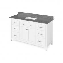 Jeffrey Alexander VKITCHA60SWHBOR - 60'' White Chatham Vanity, Boulder Cultured Marble Vanity Top, undermount rectangle bowl