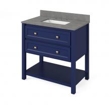 Jeffrey Alexander VKITADL36BLSGR - 36'' Hale Blue Adler Vanity, Steel Grey Cultured Marble Vanity Top, undermount rectangle