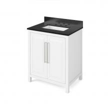 Jeffrey Alexander VKITCAD30WHBGR - 30'' White Cade Vanity, Black Granite Vanity Top, undermount rectangle bowl