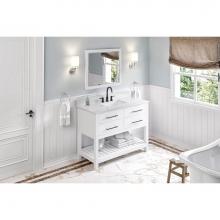 Jeffrey Alexander VKITWAV48WHWCR - 48'' White Wavecrest Vanity, White Carrara Marble Vanity Top, undermount rectangle bowl