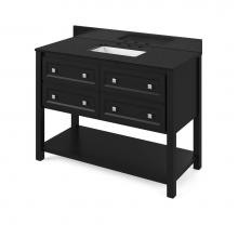 Jeffrey Alexander VKITADL48BKBGR - 48'' Black Adler Vanity, Black Granite Vanity Top, undermount rectangle bowl