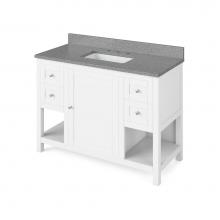 Jeffrey Alexander VKITAST48WHSGR - 48'' White Astoria Vanity, Steel Grey Cultured Marble Vanity Top, undermount rectangle b