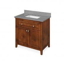 Jeffrey Alexander VKITCHA36CHSGR - 36'' Chocolate Chatham Vanity, Steel Grey Cultured Marble Vanity Top, undermount rectang