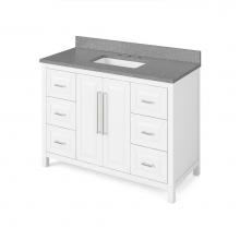 Jeffrey Alexander VKITCAD48WHSGR - 48'' White Cade Vanity, Steel Grey Cultured Marble Vanity Top, undermount rectangle bowl