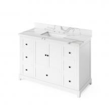 Jeffrey Alexander VKITADD48WHCQR - 48'' White Addington Vanity, Calacatta Vienna Quartz Vanity Top, undermount rectangle bo