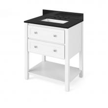 Jeffrey Alexander VKITADL30WHBGR - 30'' White Adler Vanity, Black Granite Vanity Top, undermount rectangle bowl