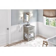 Jeffrey Alexander VKITWAV24WGSGR - 24'' Weathered Grey Wavecrest Vanity, Steel Grey Cultured Marble Vanity Top, Undermount