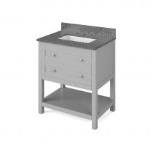 Jeffrey Alexander VKITAST30GRBOR - 30'' Grey Astoria Vanity, Boulder Cultured Marble Vanity Top, undermount rectangle bowl