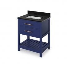 Jeffrey Alexander VKITWAV30BLBGR - 30'' Hale Blue Wavecrest Vanity, Black Granite Vanity Top, undermount rectangle bowl