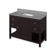 Jeffrey Alexander VKITAST48ESSGR - 48'' Espresso Astoria Vanity, Steel Grey Cultured Marble Vanity Top, undermount rectangl