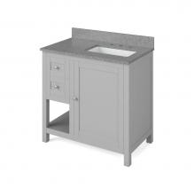 Jeffrey Alexander VKITAST36GRSGR - 36'' Grey Astoria Vanity, right offset, Steel Grey Cultured Marble Vanity Top, undermoun